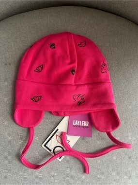 Fall Cotton Two Ties Ear Flaps Hat Kids  12-18 months Pink